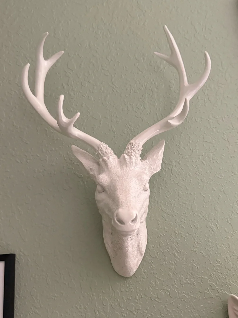 White Deer Head Wall Decor - Modern Antler Accent